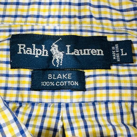 Polo Ralph Lauren Shirt Mens Large Yellow Plaid Blake Casual Button‎ Up Preppy - Picture 3 of 9